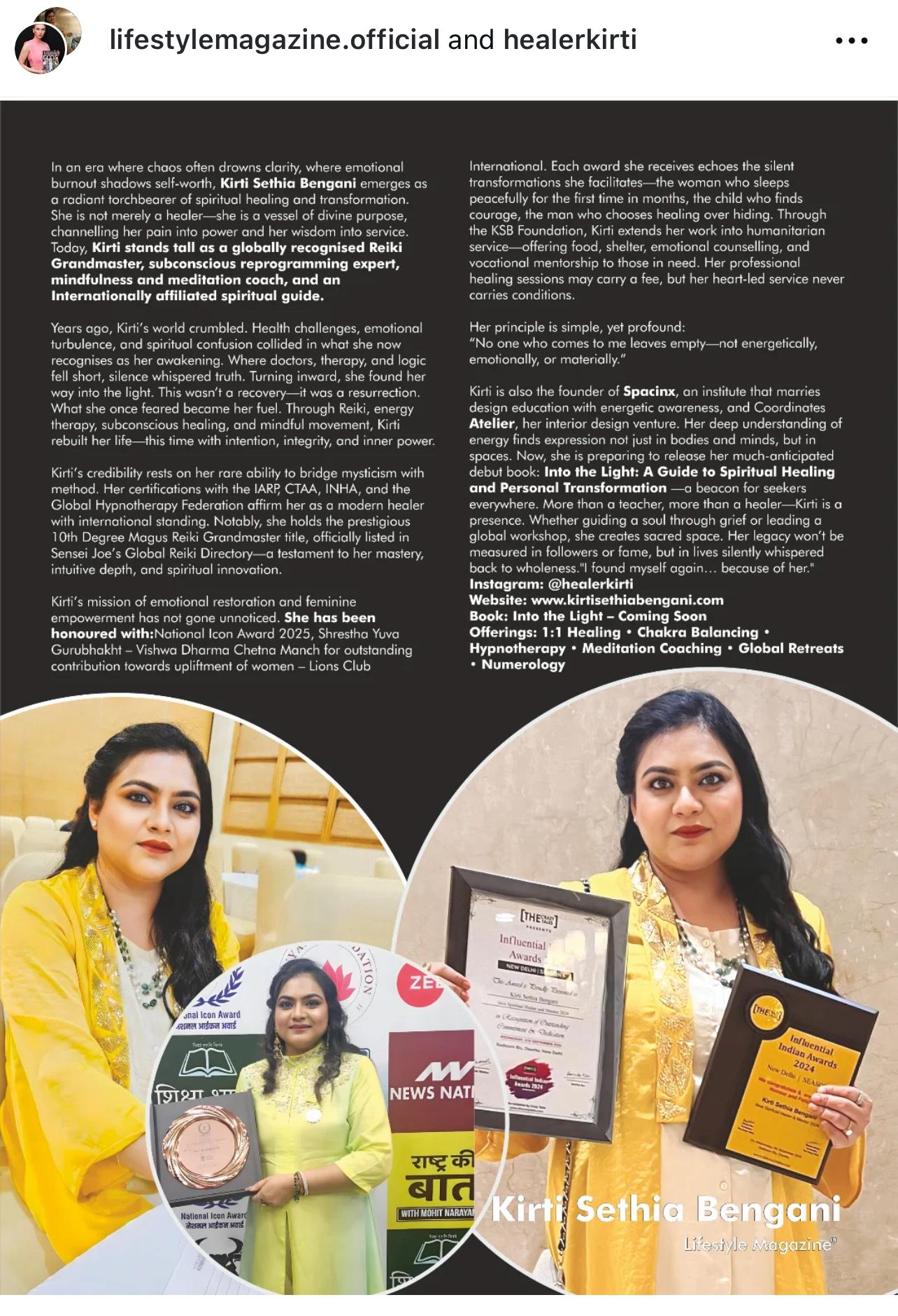Kirti Sethia Bengani in Lifestyle Magazine 2025